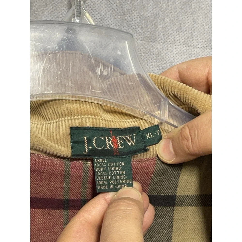 VTG J Crew Coat Men XLT Beige Chore Flannel Lined Oarsman Rugged 90s Barn Jacket
